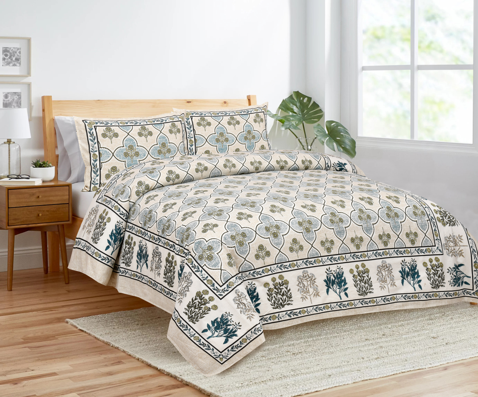 King Size Cotton Bedsheet. 90x108 inch approx. 1 Bedsheet 2 Pillow Covers.