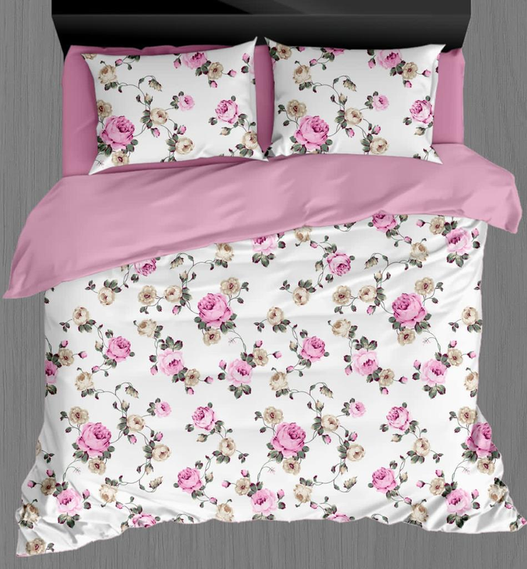 Perfume fitted (Elastic) Glace cotton Double Bed Sheet with Two Pillow Cover ( Bed Sheet Size - 78"x72")  